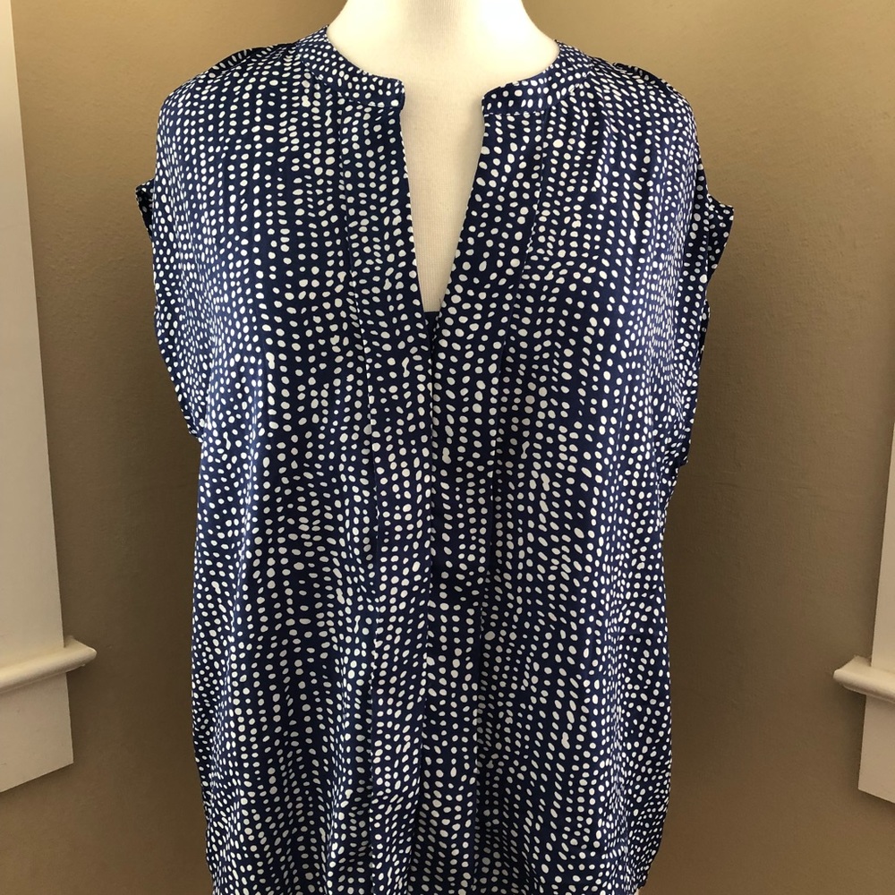Collective Concepts Blouse Navy Blue/White Dots